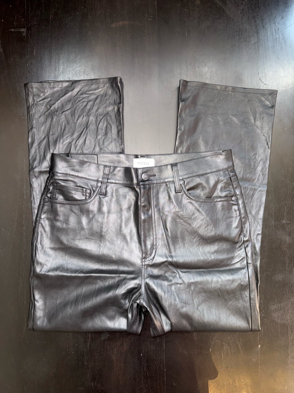 pistola Black Faux Leather Skinny Jeans